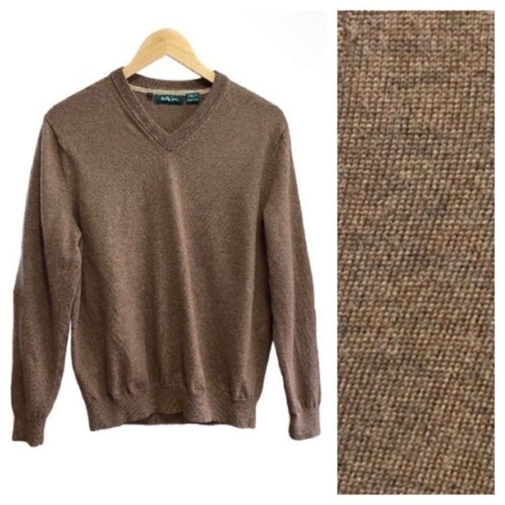 Bobby Jones Brown Merino Wool V-neck Sweater